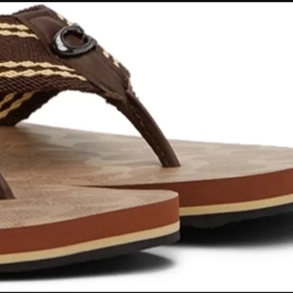COACH Mens Webbing Flip Flop Size 9, Tan Signature LIMTED QTYS! BLOWOUT!!!! - Picture 6 of 7